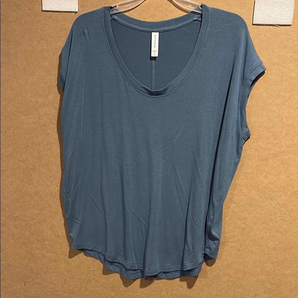Athleta Gray and Blue Oversized V-Neck Tee